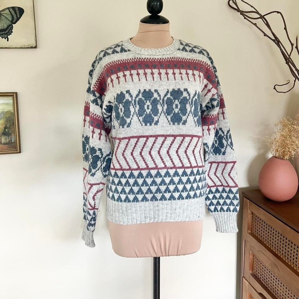 Vintage‎ Northern Isles 90s Floral Grandpa Sweater
